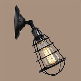 Med Bryter Vintage 1 Lys Industriell Svart Metall Vegglampe I Loftstil Stue Spisestue Gang Kafé Barer Bar Vegglampe