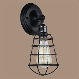 Med Bryter Vintage 1 Lys Industriell Svart Metall Vegglampe I Loftstil Stue Spisestue Gang Kafé Barer Bar Vegglampe