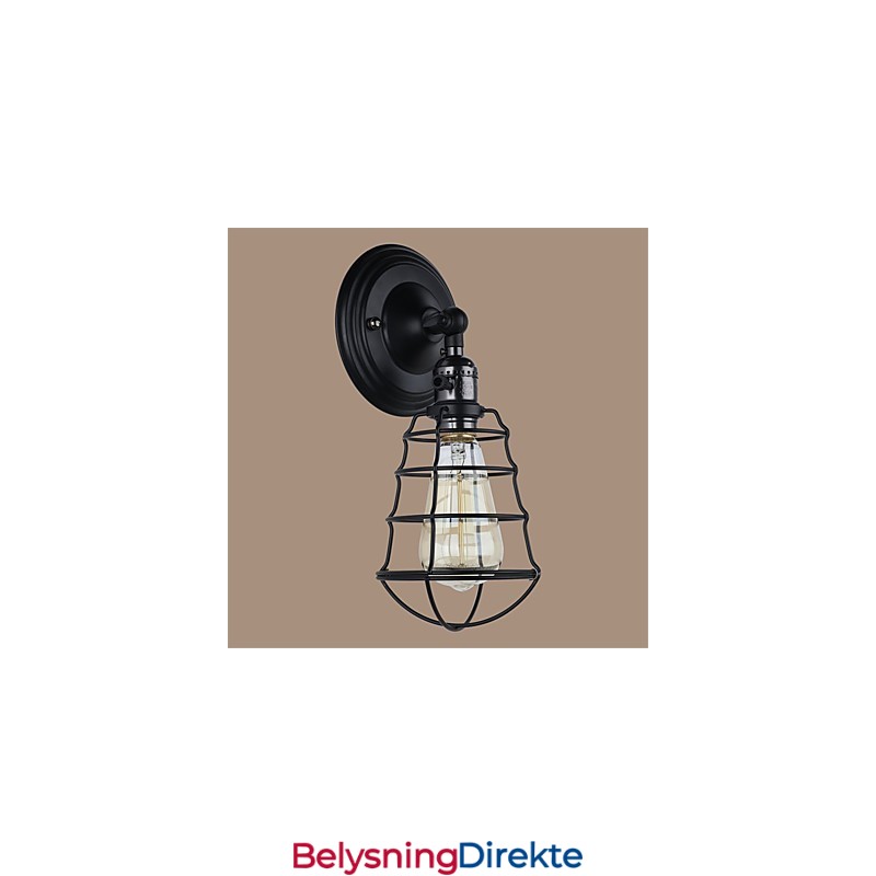 Med Bryter Vintage 1 Lys Industriell Svart Metall Vegglampe I Loftstil Stue Spisestue Gang Kafé Barer Bar Vegglampe