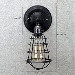 Med Bryter Vintage 1 Lys Industriell Svart Metall Vegglampe I Loftstil Stue Spisestue Gang Kafé Barer Bar Vegglampe