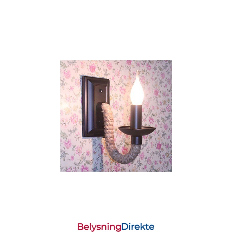 Retro Vegglampe Med Hamptau, Kreativ Personlighet, Barjernstearinlys