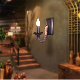 Retro Vegglampe Med Hamptau, Kreativ Personlighet, Barjernstearinlys