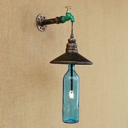Jernrør Retro Bar Hotelldekorasjon Vegglampe Med Rørflaske