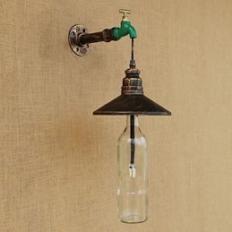 Jernrør Retro Bar Hotelldekorasjon Vegglampe Med Rørflaske