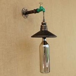 Jernrør Retro Bar Hotelldekorasjon Vegglampe Med Rørflaske