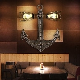 Vintage Industrielle Vegglamper I Tre, Båtankerform, Kreativ Restaurant, Kafé, Bardekorasjon, Belysning