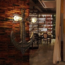 Vintage Industrielle Vegglamper I Tre, Båtankerform, Kreativ Restaurant, Kafé, Bardekorasjon, Belysning