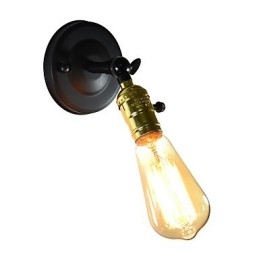 Vegglampe I Jern, Svart, Enkel, Retro Vegglampe, Dekorativ Vegglampe I Europeisk Stil Med Ett Hode