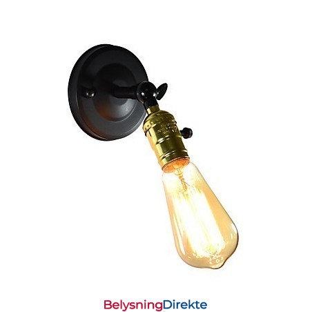 Vegglampe I Jern, Svart, Enkel, Retro Vegglampe, Dekorativ Vegglampe I Europeisk Stil Med Ett Hode