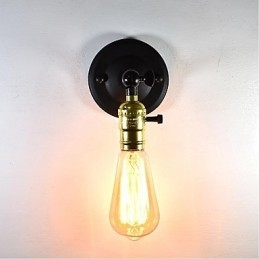 Vegglampe I Jern, Svart, Enkel, Retro Vegglampe, Dekorativ Vegglampe I Europeisk Stil Med Ett Hode