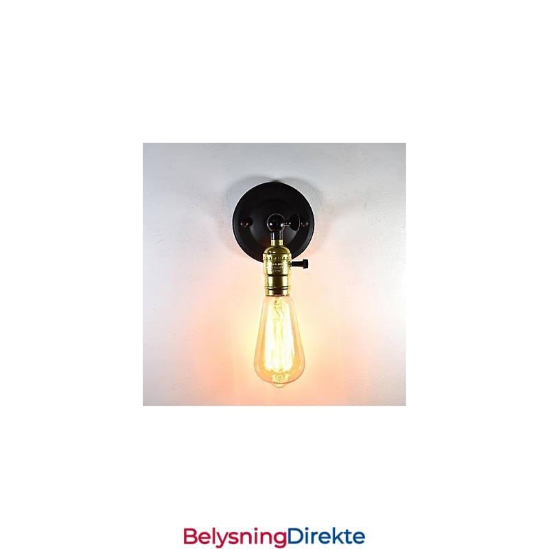 Vegglampe I Jern, Svart, Enkel, Retro Vegglampe, Dekorativ Vegglampe I Europeisk Stil Med Ett Hode