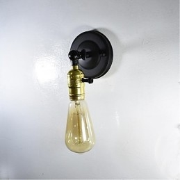 Vegglampe I Jern, Svart, Enkel, Retro Vegglampe, Dekorativ Vegglampe I Europeisk Stil Med Ett Hode