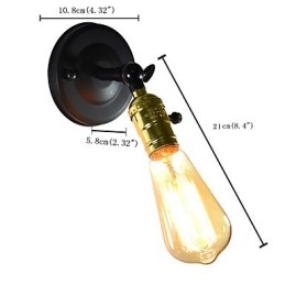 Vegglampe I Jern, Svart, Enkel, Retro Vegglampe, Dekorativ Vegglampe I Europeisk Stil Med Ett Hode