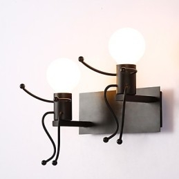Robotformet Vintage Metall Industriell Loft Rustikk Vegglampe Bar Kafé Entré Vegglampe Svart Hvit Valgfritt