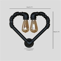 Vintage Vannrør Kjærlig Hjerte Kreative Vegglamper Industriell Stue Restaurant Barer Kafé Dekorasjon Vegglamper
