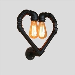 Vintage Vannrør Kjærlig Hjerte Kreative Vegglamper Industriell Stue Restaurant Barer Kafé Dekorasjon Vegglamper