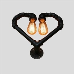 Vintage Vannrør Kjærlig Hjerte Kreative Vegglamper Industriell Stue Restaurant Barer Kafé Dekorasjon Vegglamper