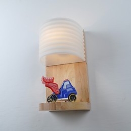 Enkel Vegglampe, Nattbordslampe Med Glassskjerm Og Heltre Til Soverom, Kommode, Stue, Babyrom, Studentrom, Salongbord, Bokhylle