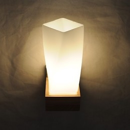 Enkel Vegglampe, Nattbordslampe Med Glassskjerm Og Heltre Til Soverom, Kommode, Stue, Babyrom, Studentrom, Salongbord, Bokhylle