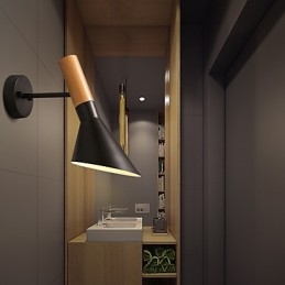 Nord-Europeisk Stil, Trestrukturert Metallvegglampe, Stue, Restaurant, Lysvinkel Justerbar