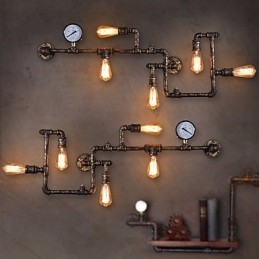 Industrielle Vegglamper I Loftstil Antikke Edison-Vegglamper Med Pærer Vintage Rørvegglampe For Stuebelysning