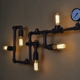 Industrielle Vegglamper I Loftstil Antikke Edison-Vegglamper Med Pærer Vintage Rørvegglampe For Stuebelysning