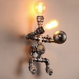 Loft Vannrør Vegglamper Retro Industriell Stil Kreativ Robotdesign Metall Restaurant Kafé Barer Barbord Vegglamper
