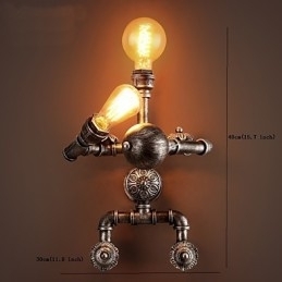 Loft Vannrør Vegglamper Retro Industriell Stil Kreativ Robotdesign Metall Restaurant Kafé Barer Barbord Vegglamper