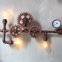 Vintage Industrielle Rørvegglamper I Treform, Kreative, Dreibare Lys, Restaurant, Kafé, Bar, Dekorasjonsbelysning