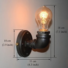 Enkel Retro Industriell Jernrør Dekorativ Vegglampe Veggarmatur