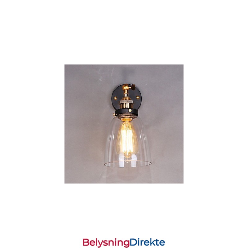 Industriell Edison Simplicity Glassvegglampe I Metall, Veggmontert Lampe Til Spisestue, Arbeidsrom, Kontor, Gang