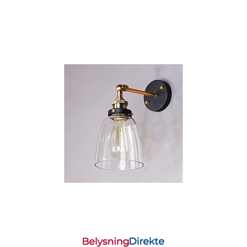 Industriell Edison Simplicity Glassvegglampe I Metall, Veggmontert Lampe Til Spisestue, Arbeidsrom, Kontor, Gang