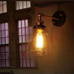 Industriell Edison Simplicity Glassvegglampe I Metall, Veggmontert Lampe Til Spisestue, Arbeidsrom, Kontor, Gang