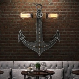 Vintage Industrielle Vegglamper I Tre, Båtankerform, Kreativ Restaurant, Kafé, Bardekorasjon, Belysning