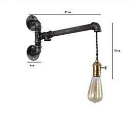 Vintage Industrielle Rørvegglamper Med Bryter Kreative Lys Restaurant Kafé Bar Dekorasjonsbelysning Med 1 Lyspære Malt Overflate