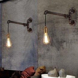 Vintage Industrielle Rørvegglamper Med Bryter Kreative Lys Restaurant Kafé Bar Dekorasjonsbelysning Med 1 Lyspære Malt Overflate