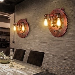 2 Hoder Vintage Industrielle Vegglamper I Treformet Form Restaurant Kafé Bar Dekorasjon Vegglampetter