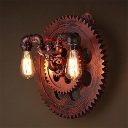 2 Hoder Vintage Industrielle Vegglamper I Treformet Form Restaurant Kafé Bar Dekorasjon Vegglampetter