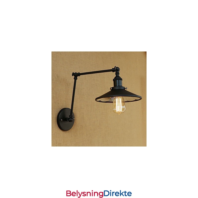Rustikk Hytte, Landlig Retro-Maleri For Mini-Vegglampe Med Svingarm