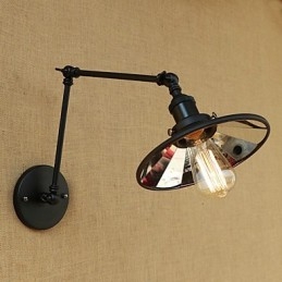 Rustikk Hytte, Landlig Retro-Maleri For Mini-Vegglampe Med Svingarm