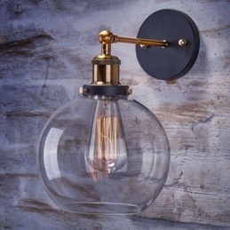 Rustikk Vegglampe For Soverom Med 1 Lys Og Glassskjerm I Hyttestil