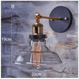 Rustikk Vegglampe For Soverom Med 1 Lys Og Glassskjerm I Hyttestil