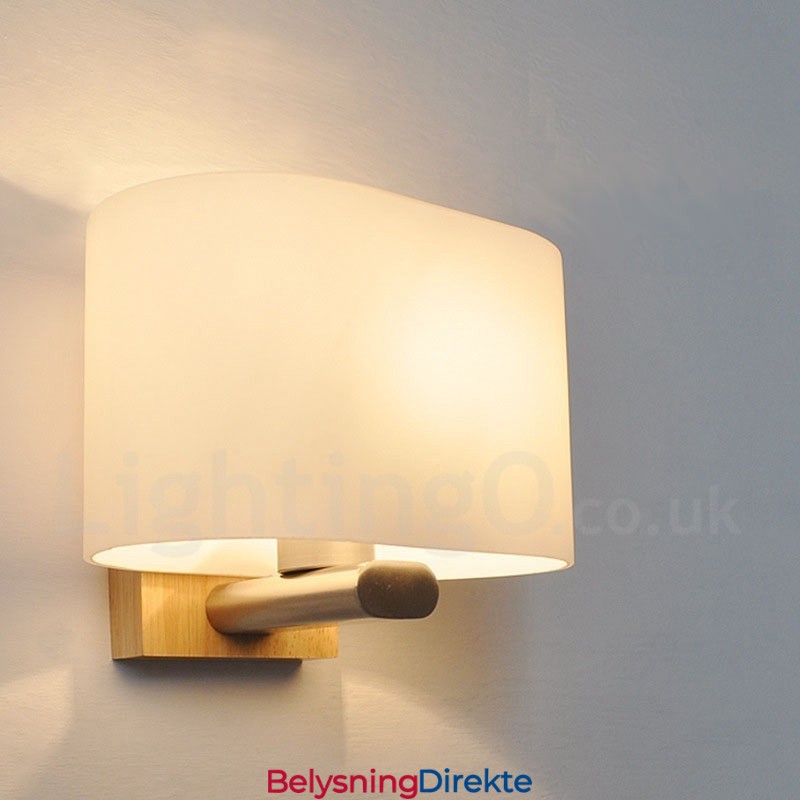 Moderne, Samtidskunstnerisk Vegglampe I Tre I Rustfritt Stål Med Glassskjerm For Midtgang, Bar, Kafé, Soverom, Arbeidsrom, Loft, Trinse-Vegglampe