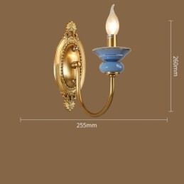 100 % Ren Messing Luksuriøs Rustikk Retro Vintage Messing Keramikk 1 Lys Vegglampe Spesiell For Hotell Kontor Showroom Stue Spisestue