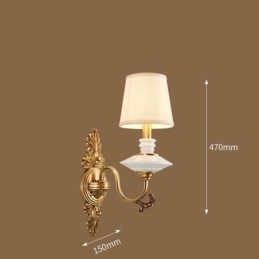 100 % Ren Messing Luksuriøs Rustikk Retro Vintage Messing Keramikk Vegglampe Med 1 Lys Og Stoffskjerm Spesial For Hotellkontor Utstillingslokale Stue Spisestue