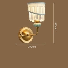 Luksuriøs Rustikk Retro Vintage Messing Keramikk Vegglampe Med 1 Lys, Stoff Og Krystallskjerm, Spesielt For Hotell, Kontor, Utstillingslokale, Stue, Spisestue