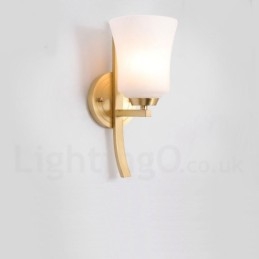 Luksuriøs Rustikk Retro Vintage Messing Vegglampe Med 1 Lyskilde Og Glassskjerm I Ren Messing, Spesielt For Hotell, Kontor, Utstillingslokale, Stue, Spisestue