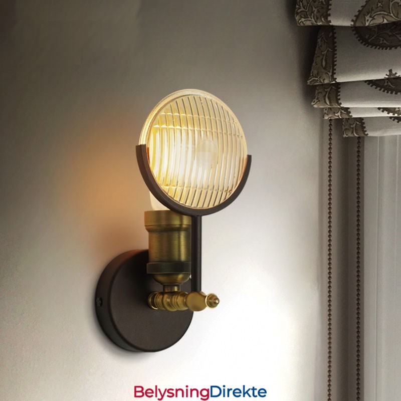 Rustikk Retro Vintage Vegglampe Med 1 Lys Med Glassskjerm, Spesielt For Hotell, Kontor, Utstillingslokale, Stue, Spisestue