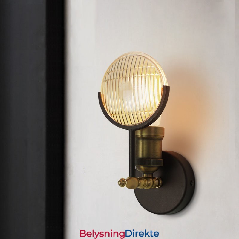 Rustikk Retro Vintage Vegglampe Med 1 Lys Med Glassskjerm, Spesielt For Hotell, Kontor, Utstillingslokale, Stue, Spisestue