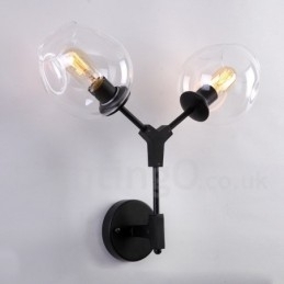 Rustikk Retro Vintage Vegglampe Med To Lyskilder Og Flerfarget Glassskjerm, Spesielt For Hotell, Kontor, Utstillingslokale, Stue, Soverom